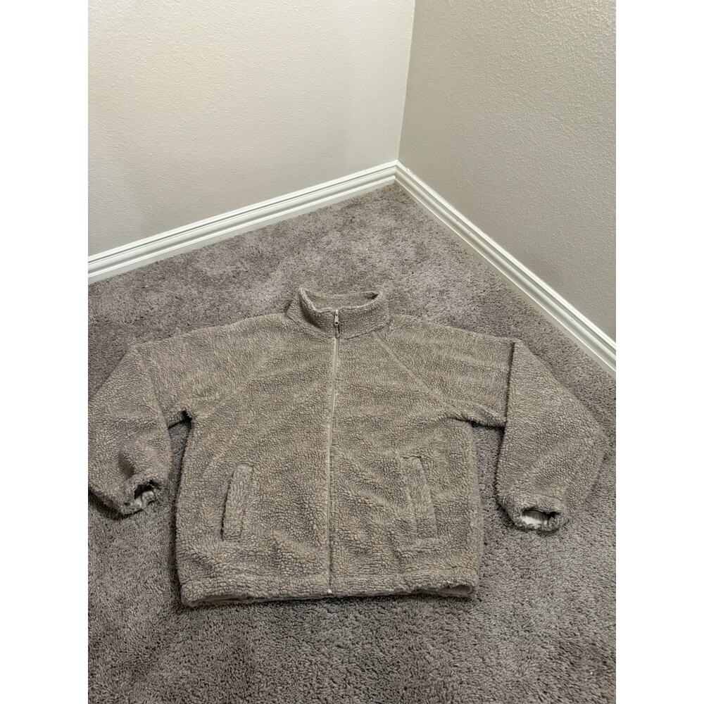 Urban Outfitters BDG Raglan Beige Mock Neck Faux Fur Jacket | Size Large